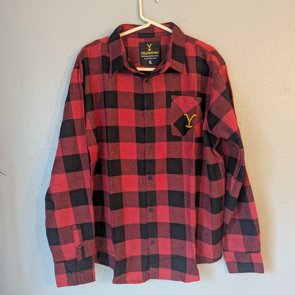 Yellowstone Red and Black Plaid Women's Button Down Shirt - Picture 2 of 6